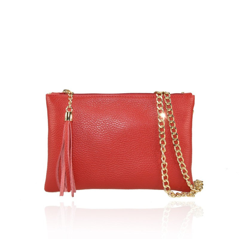POCHETTE IN PELLE MARTA CON TRACOLLA IN METALLO
