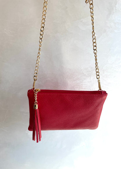 POCHETTE IN PELLE MARTA CON TRACOLLA IN METALLO