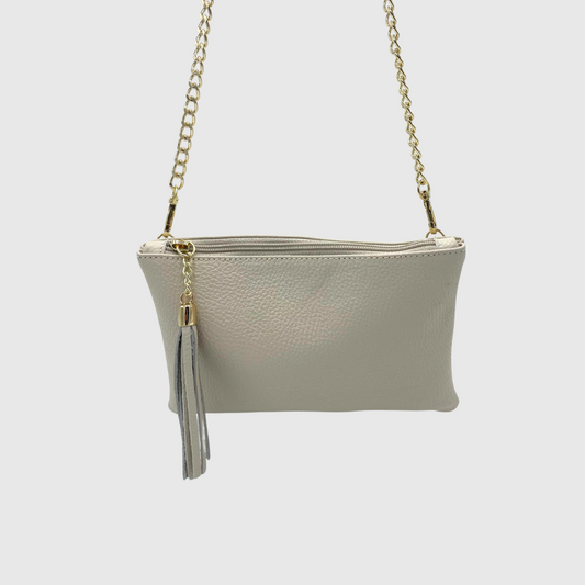 POCHETTE IN PELLE MARTA CON TRACOLLA IN METALLO