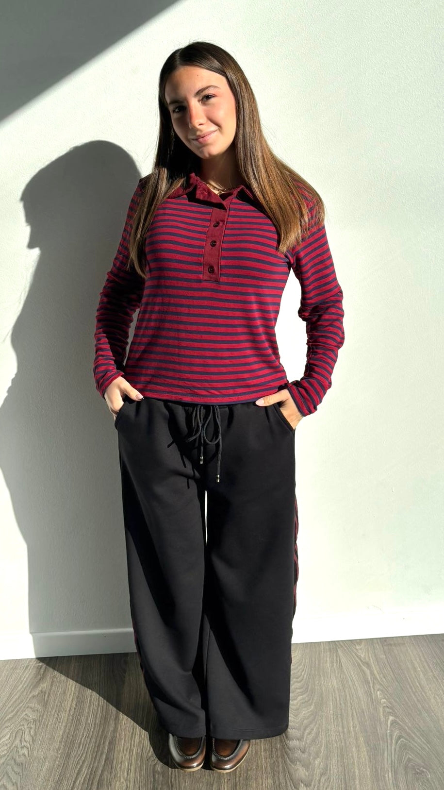 PANTALONE AURY TUTA NERO/BORDEAUX