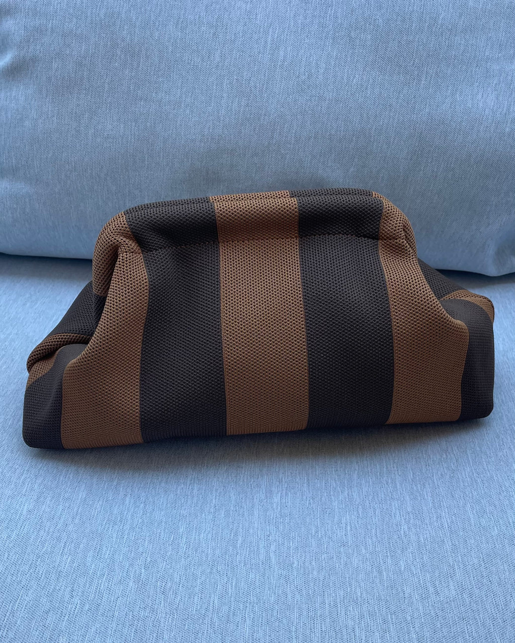 POCHETTE RIGHE MOKA MARRONE