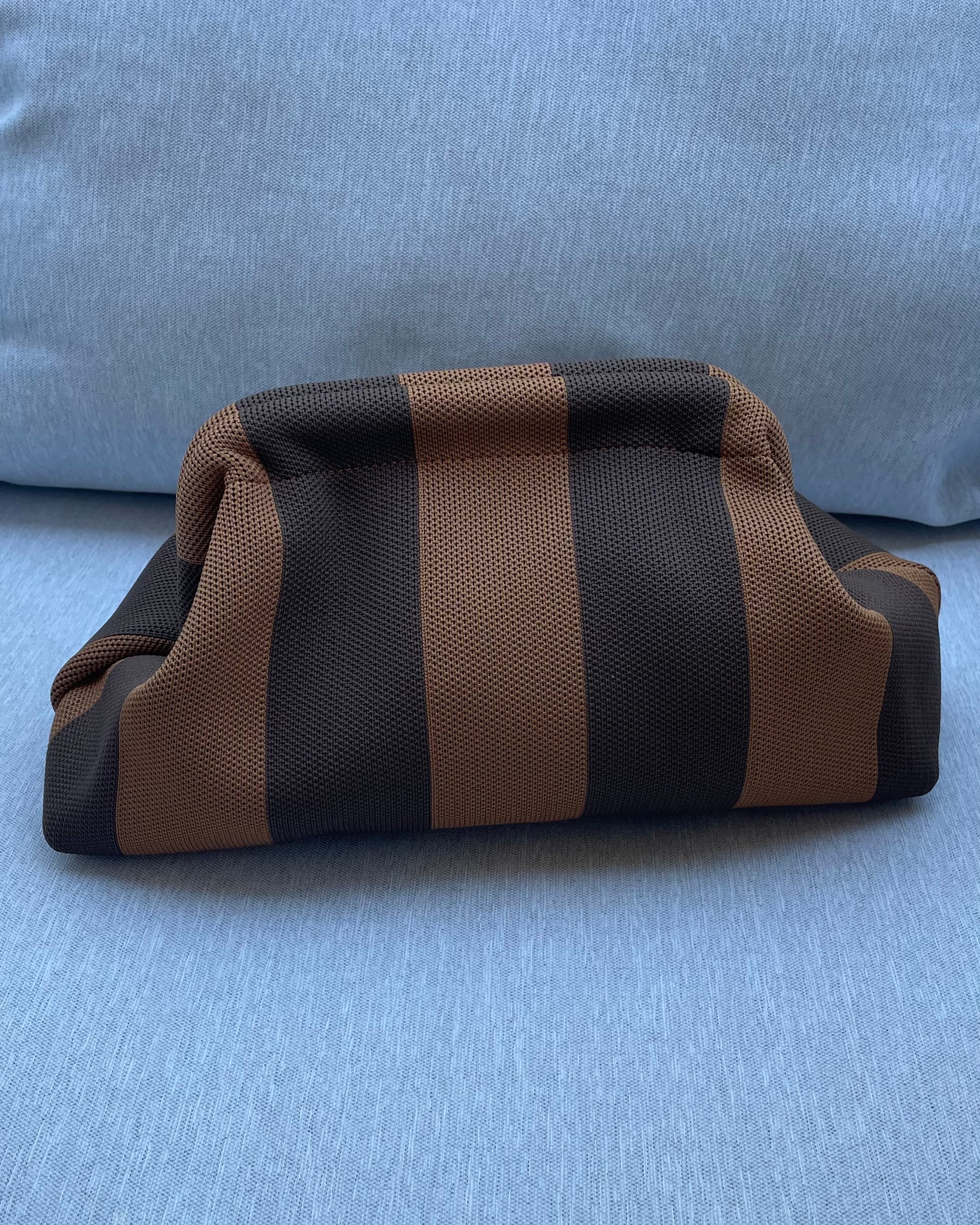 POCHETTE RIGHE MOKA MARRONE