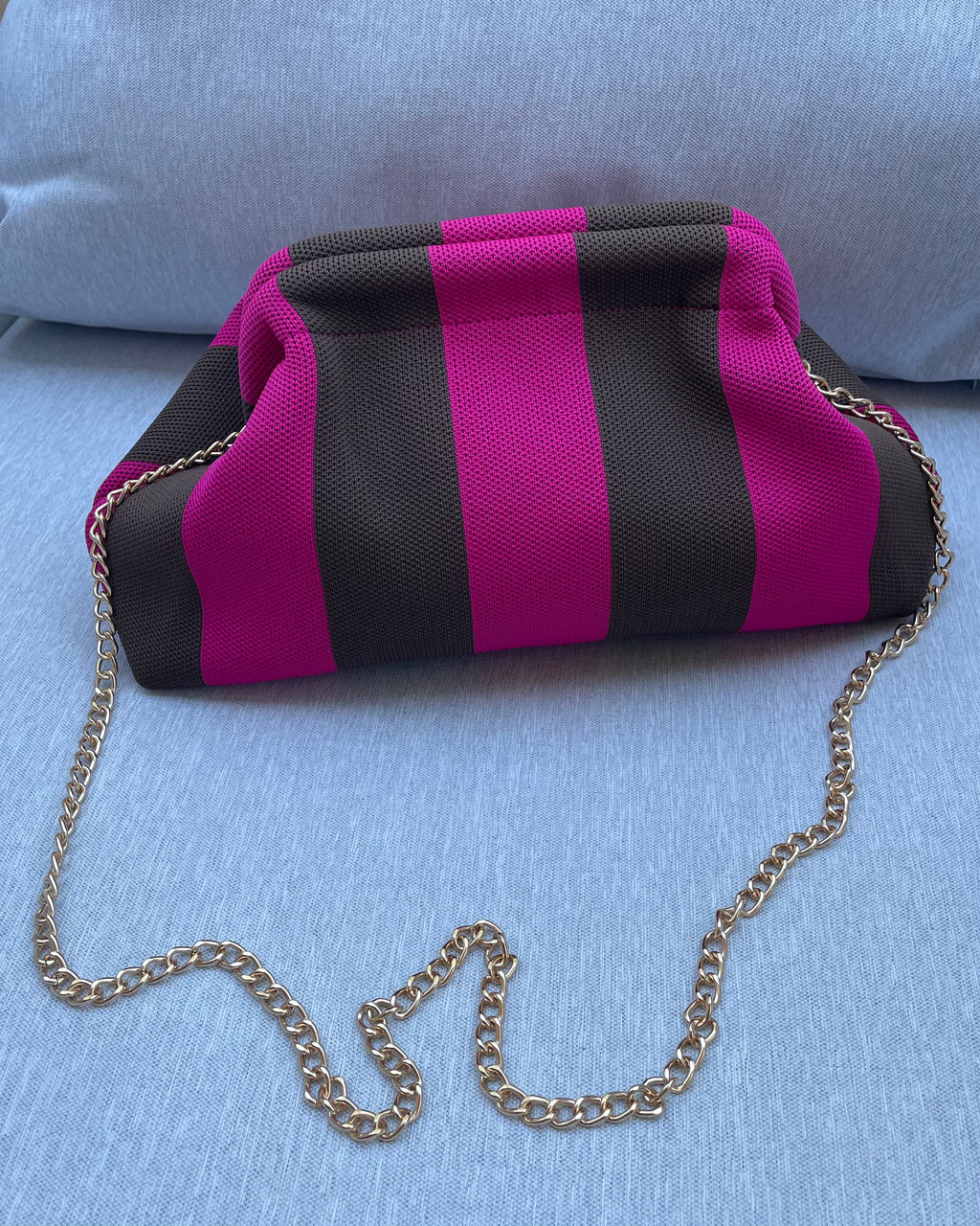 POCHETTE RIGHE FUXIA MOKA