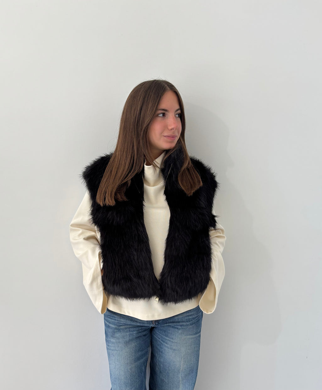 GILET LIVIGNO ECOPELLICCIA CON TASCHE