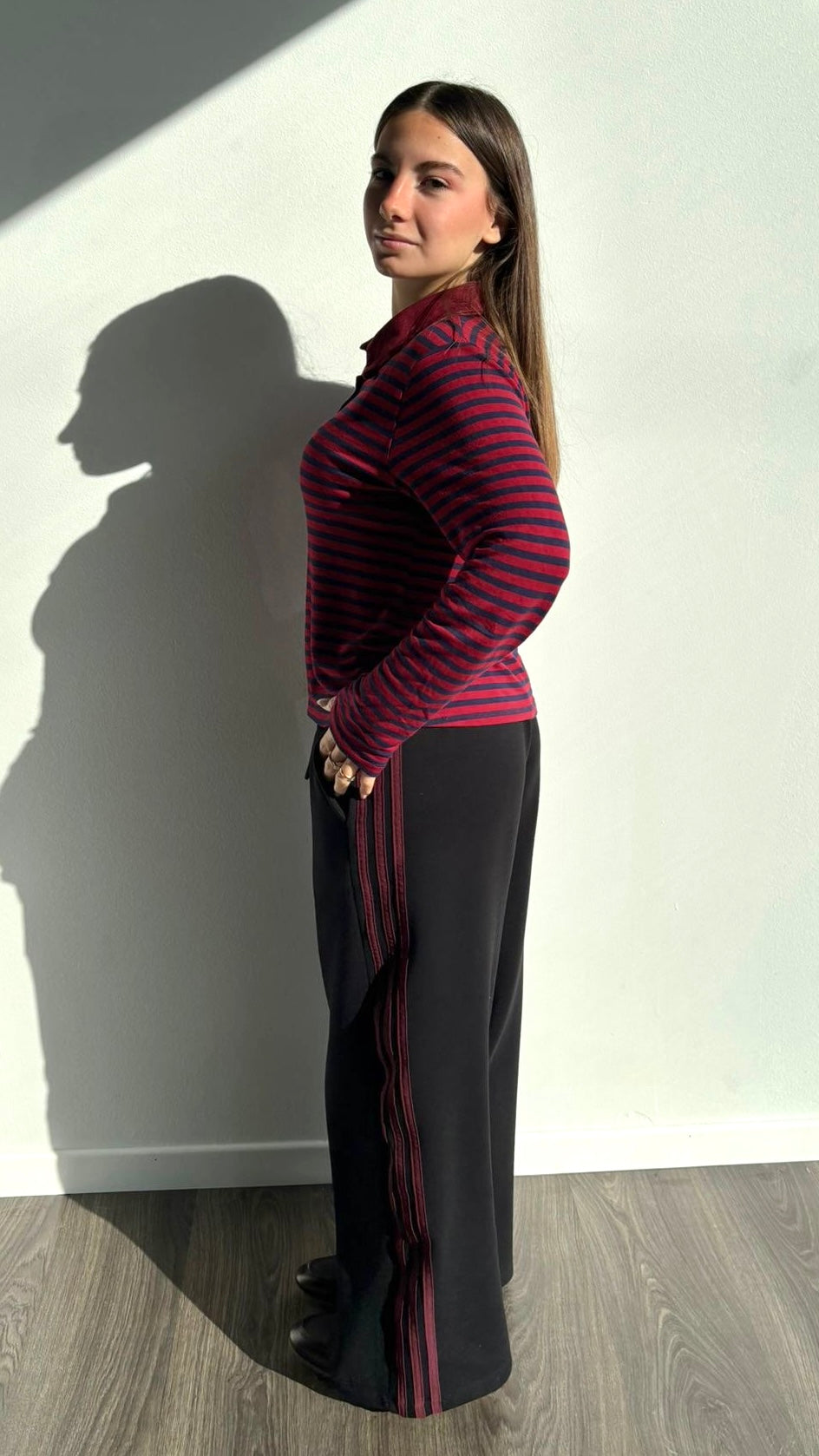 PANTALONE AURY TUTA NERO/BORDEAUX