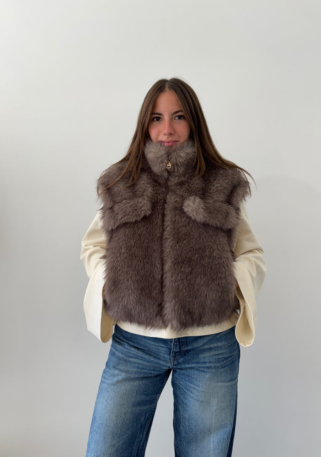 GILET LIVIGNO ECOPELLICCIA CON TASCHE