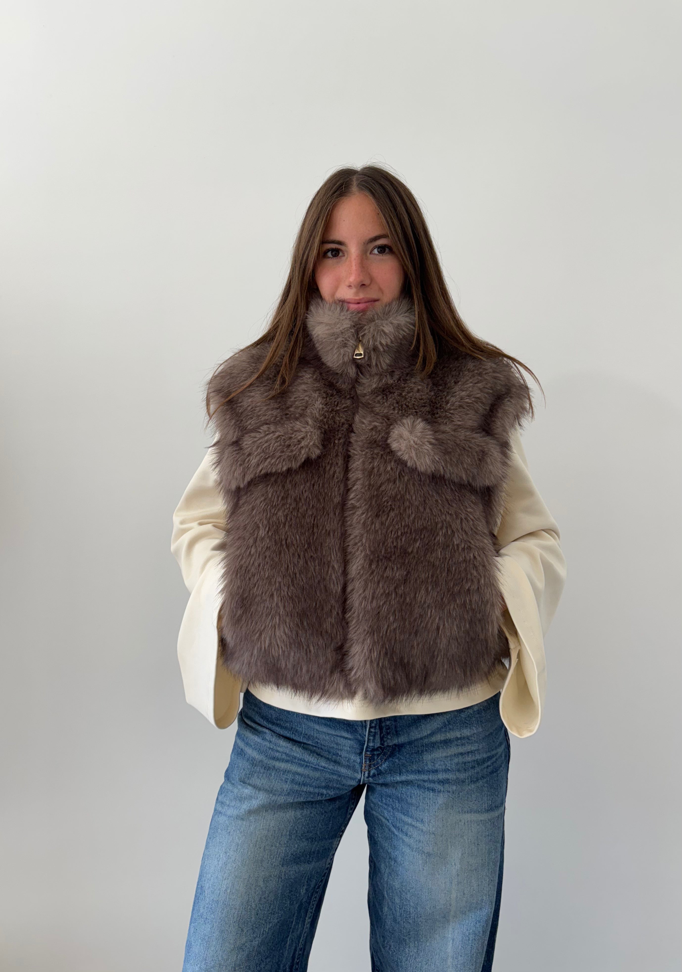 GILET LIVIGNO ECOPELLICCIA CON TASCHE