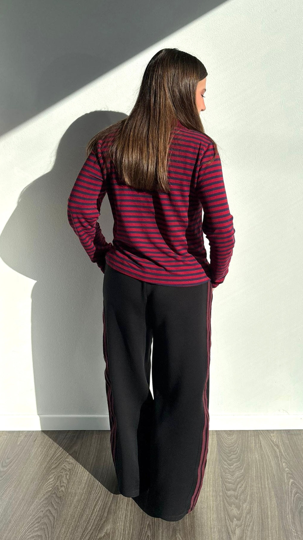 PANTALONE AURY TUTA NERO/BORDEAUX