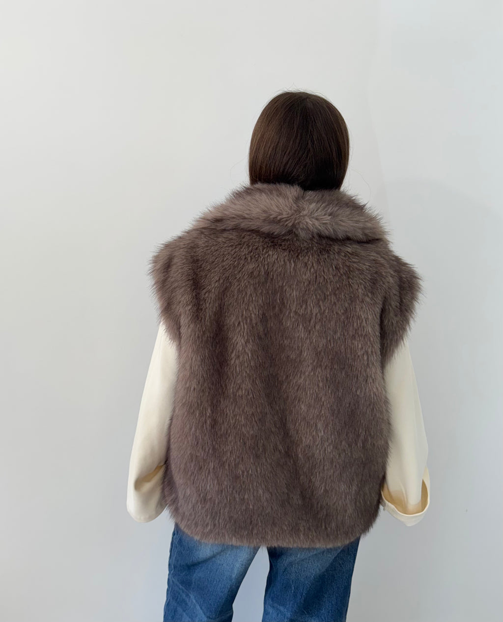 GILET CORTINA ECOPELLICCIA CON COLLO AMPIO