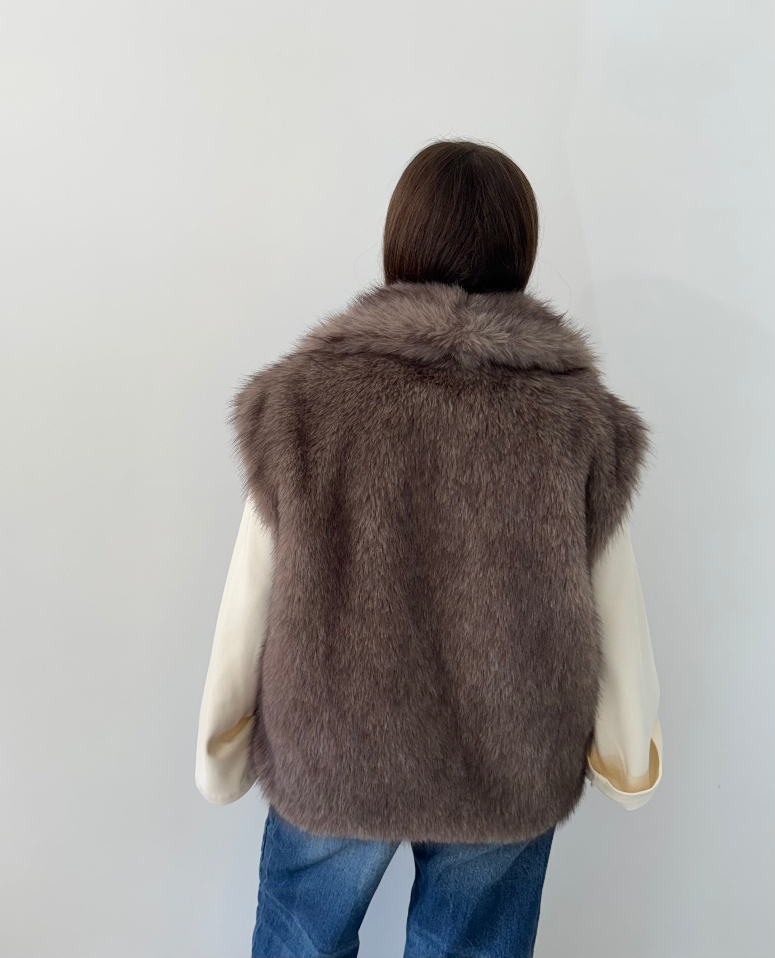 GILET CORTINA ECOPELLICCIA CON COLLO AMPIO