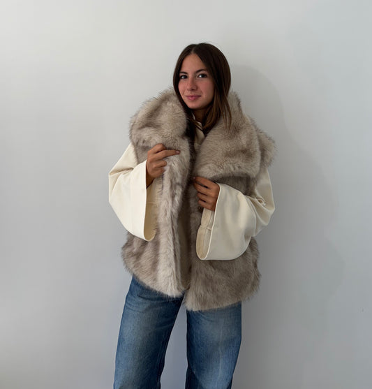 GILET CORTINA ECOPELLICCIA CON COLLO AMPIO