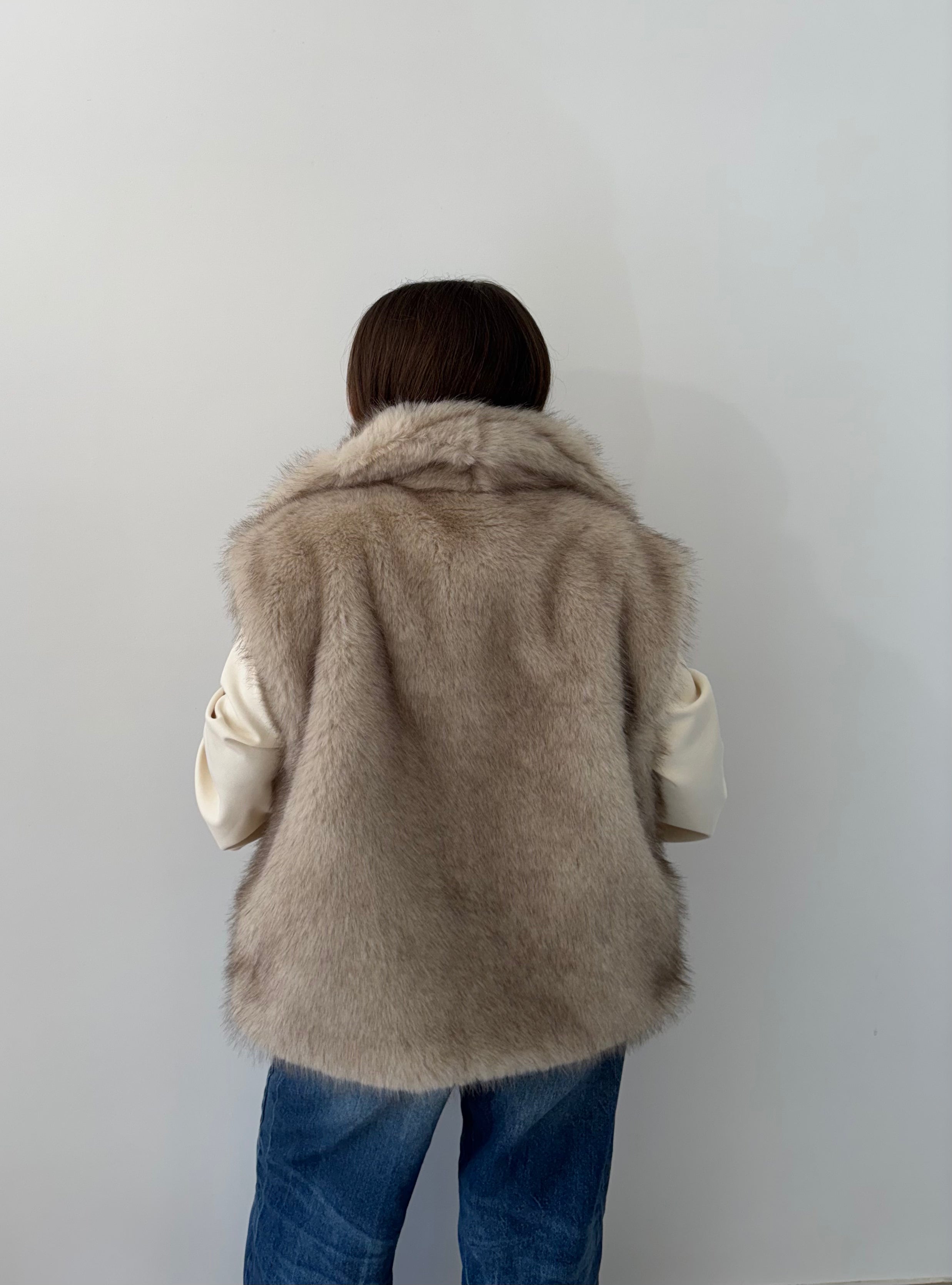 GILET CORTINA ECOPELLICCIA CON COLLO AMPIO