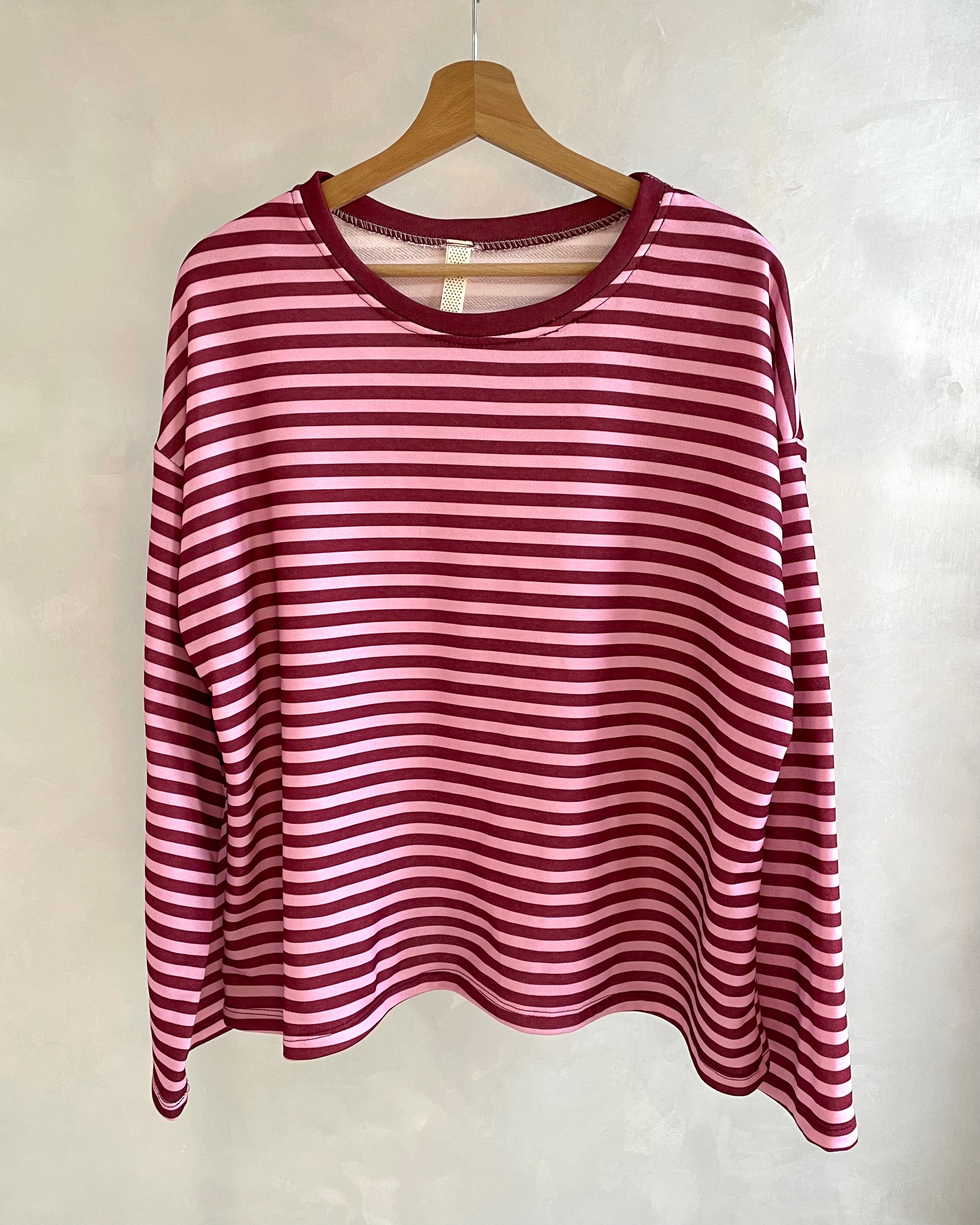 MAGLIA RIGHE FELPATA