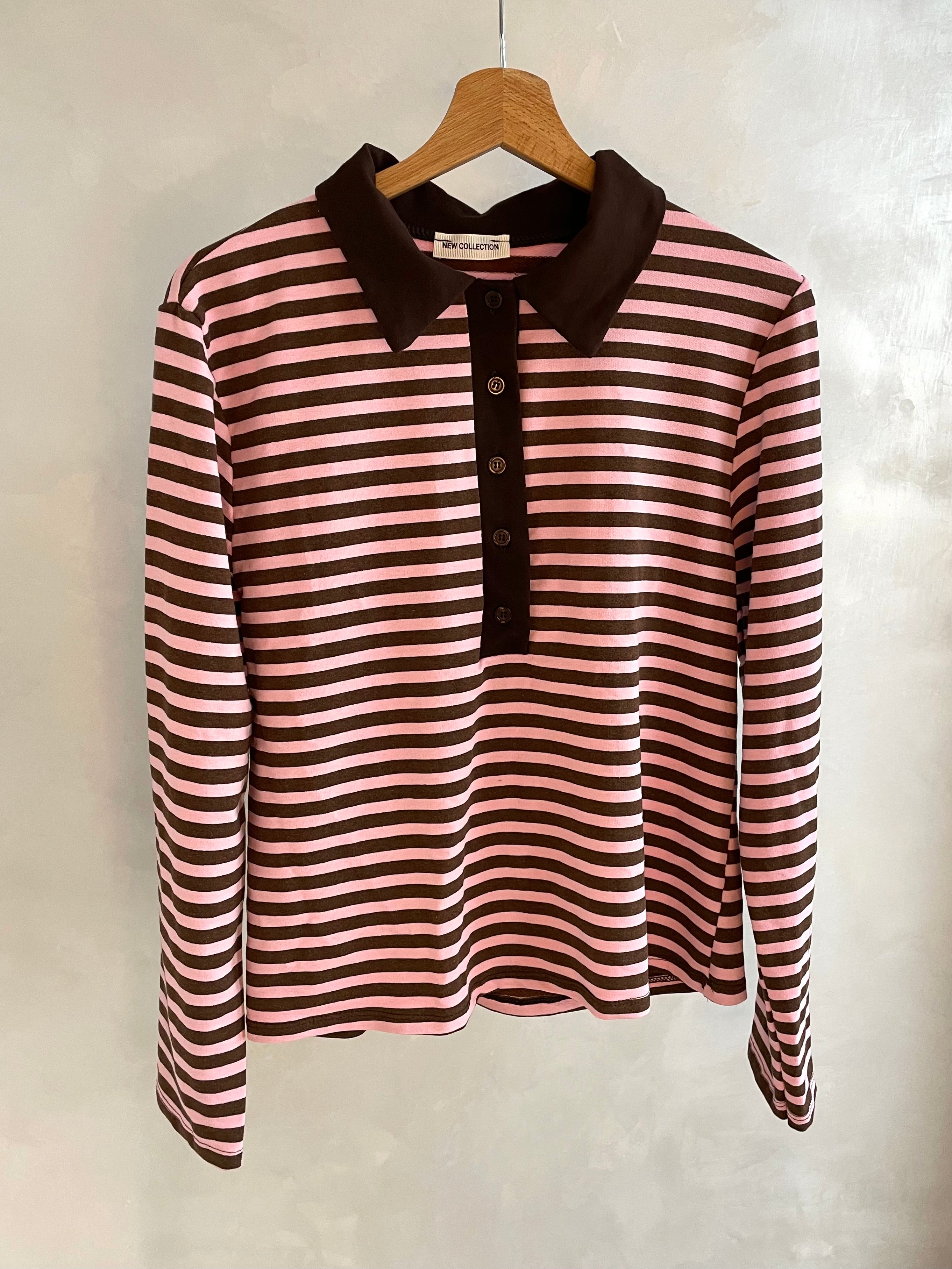 MAGLIA POLO RIGHE ROSA