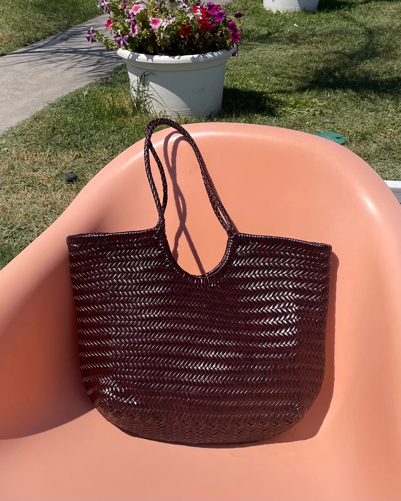 BORSA A SPALLA PENELOPE INTRECCIATA T MORO