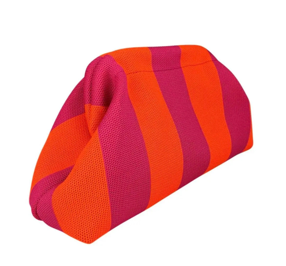 POCHETTE RIGHE ARANCIO FUXIA