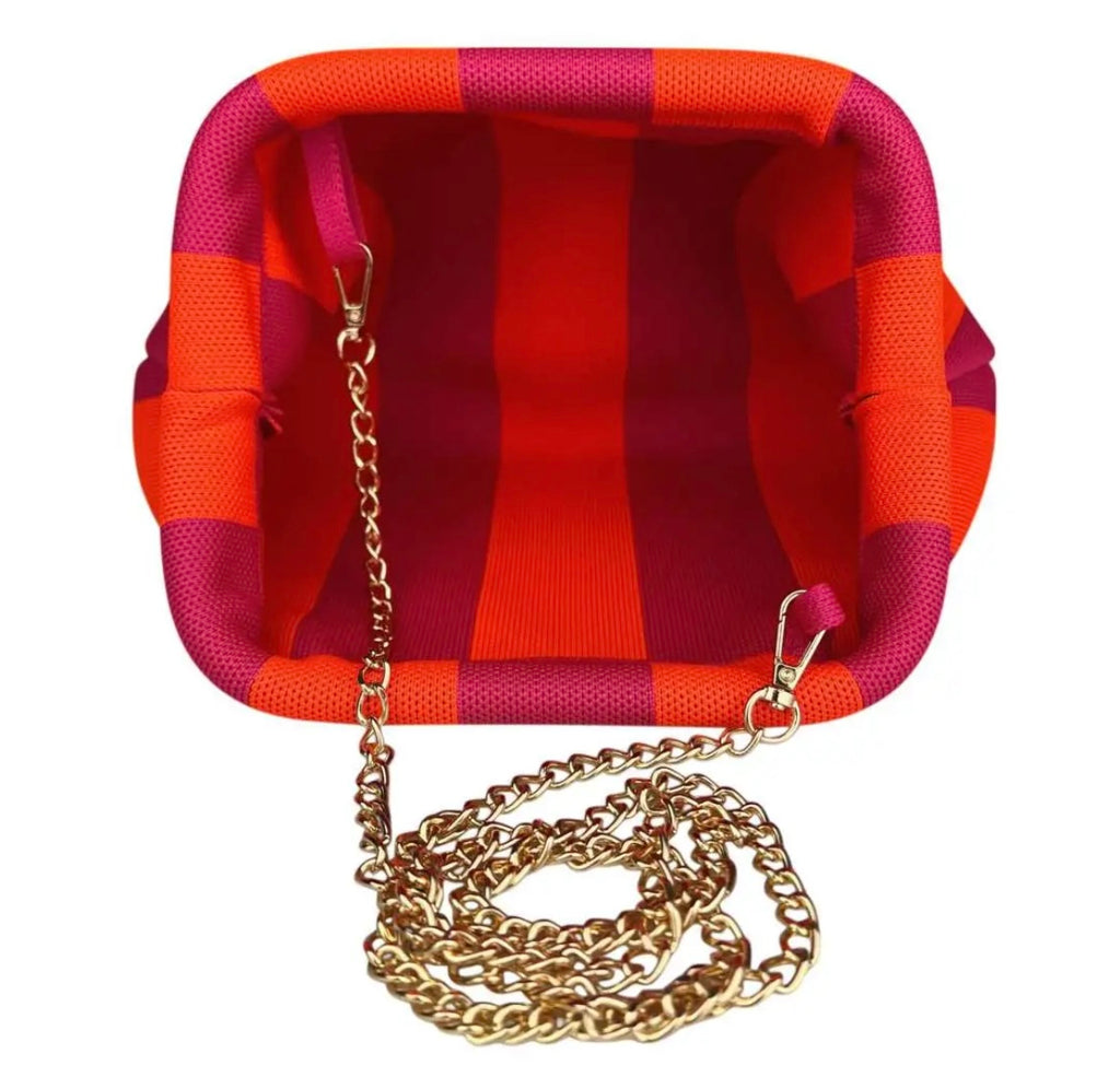 POCHETTE RIGHE ARANCIO FUXIA