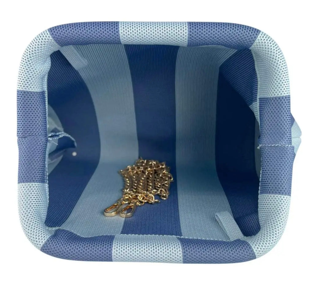 POCHETTE RIGHE BLU CELESTE