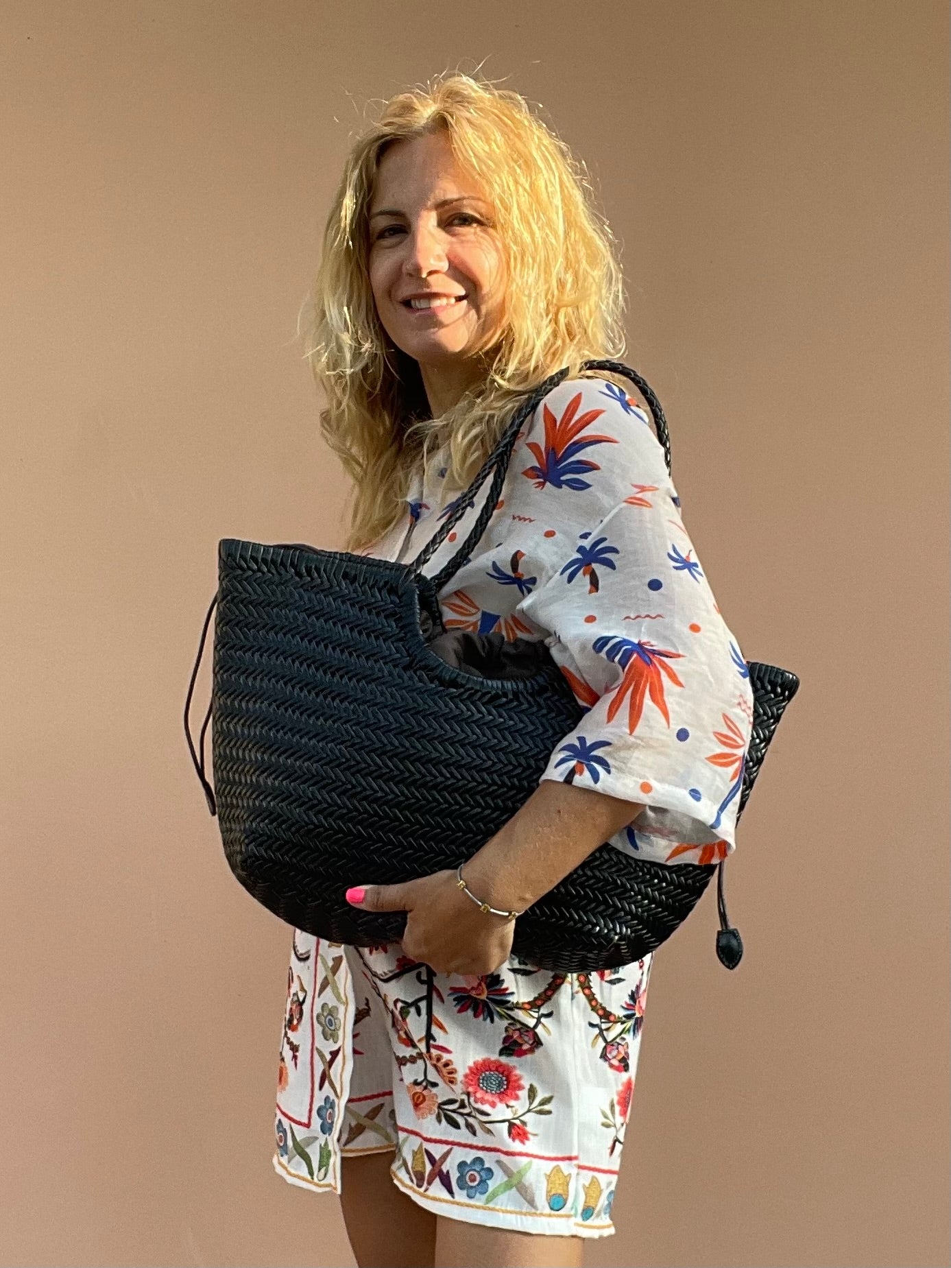 BORSA A SPALLA PENELOPE INTRECCIATA NERO
