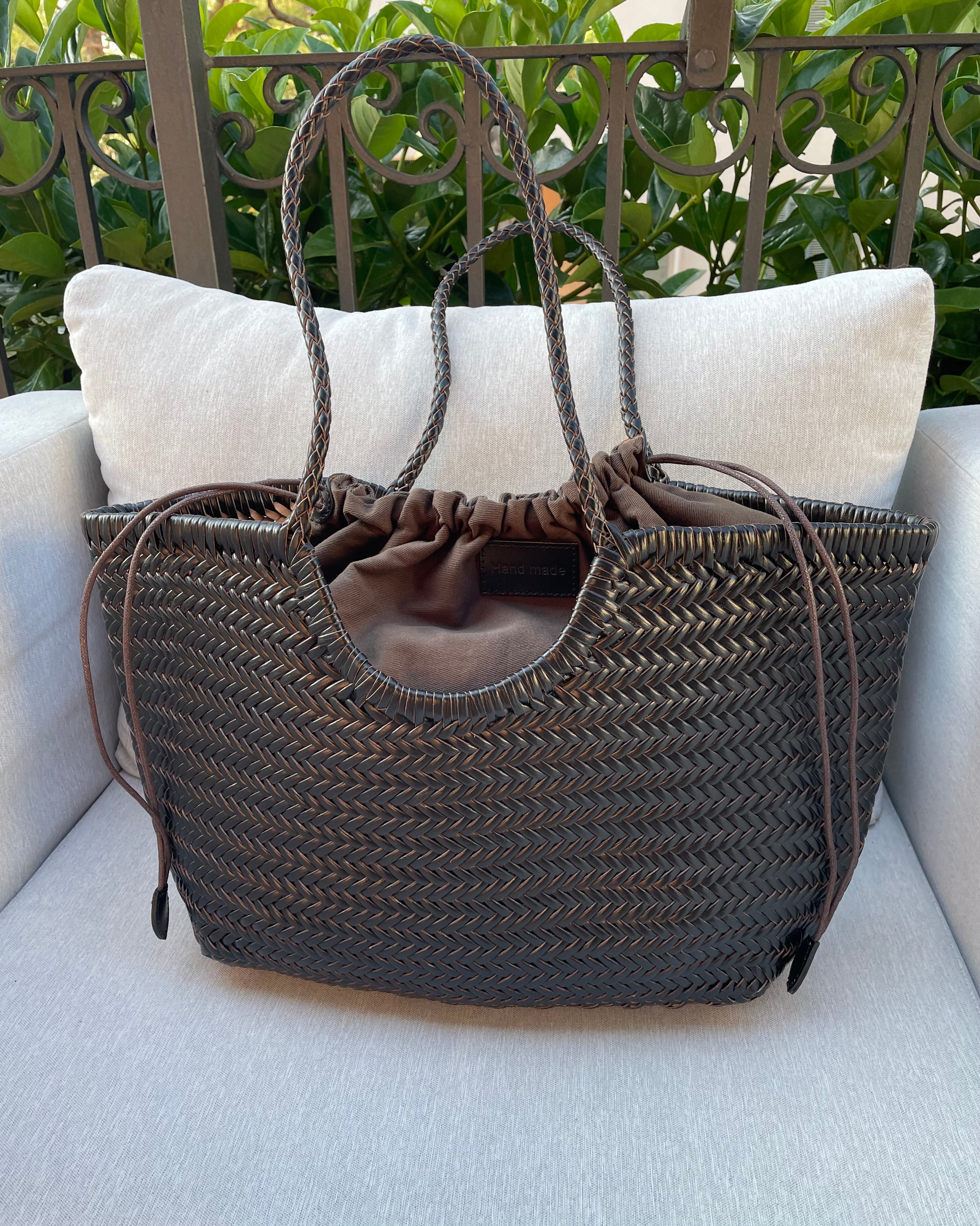 BORSA A SPALLA PENELOPE INTRECCIATA T MORO