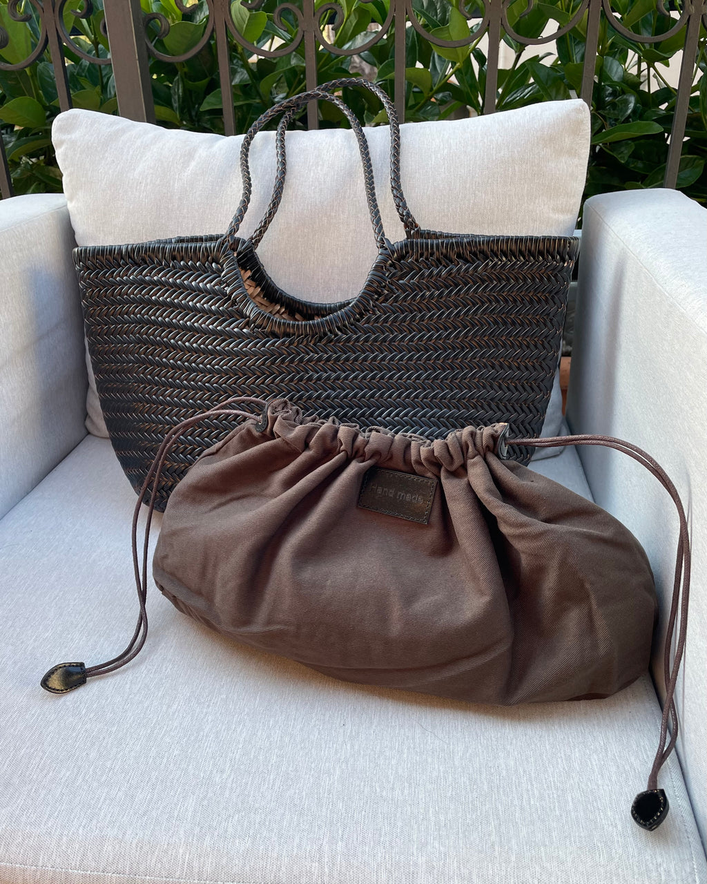 BORSA A SPALLA PENELOPE INTRECCIATA T MORO