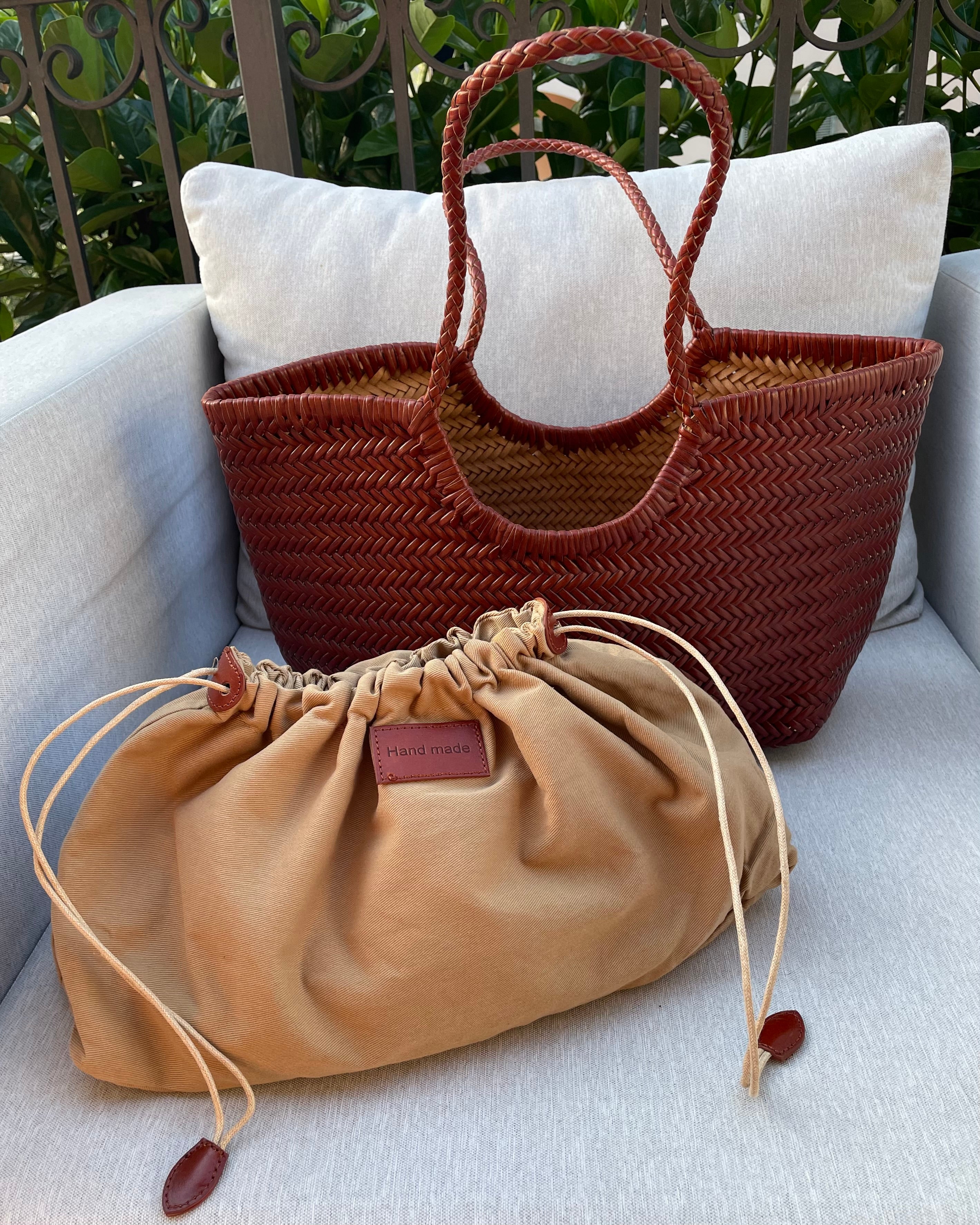 BORSA A SPALLA PENELOPE INTRECCIATA CUOIO