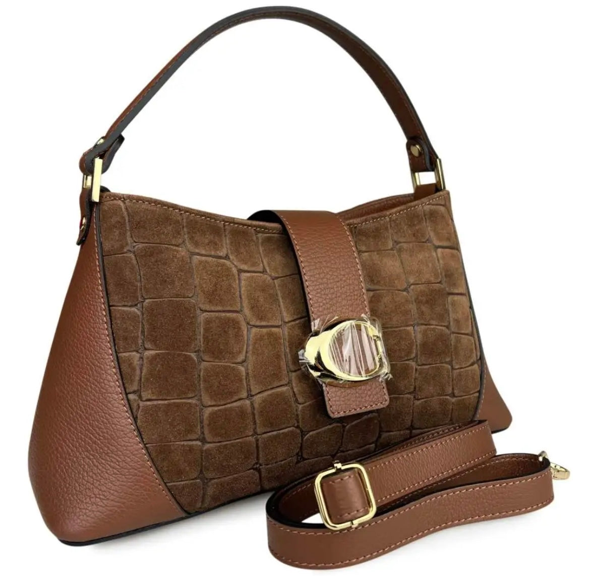 BORSA A MANO CATY CROCO MARRONE