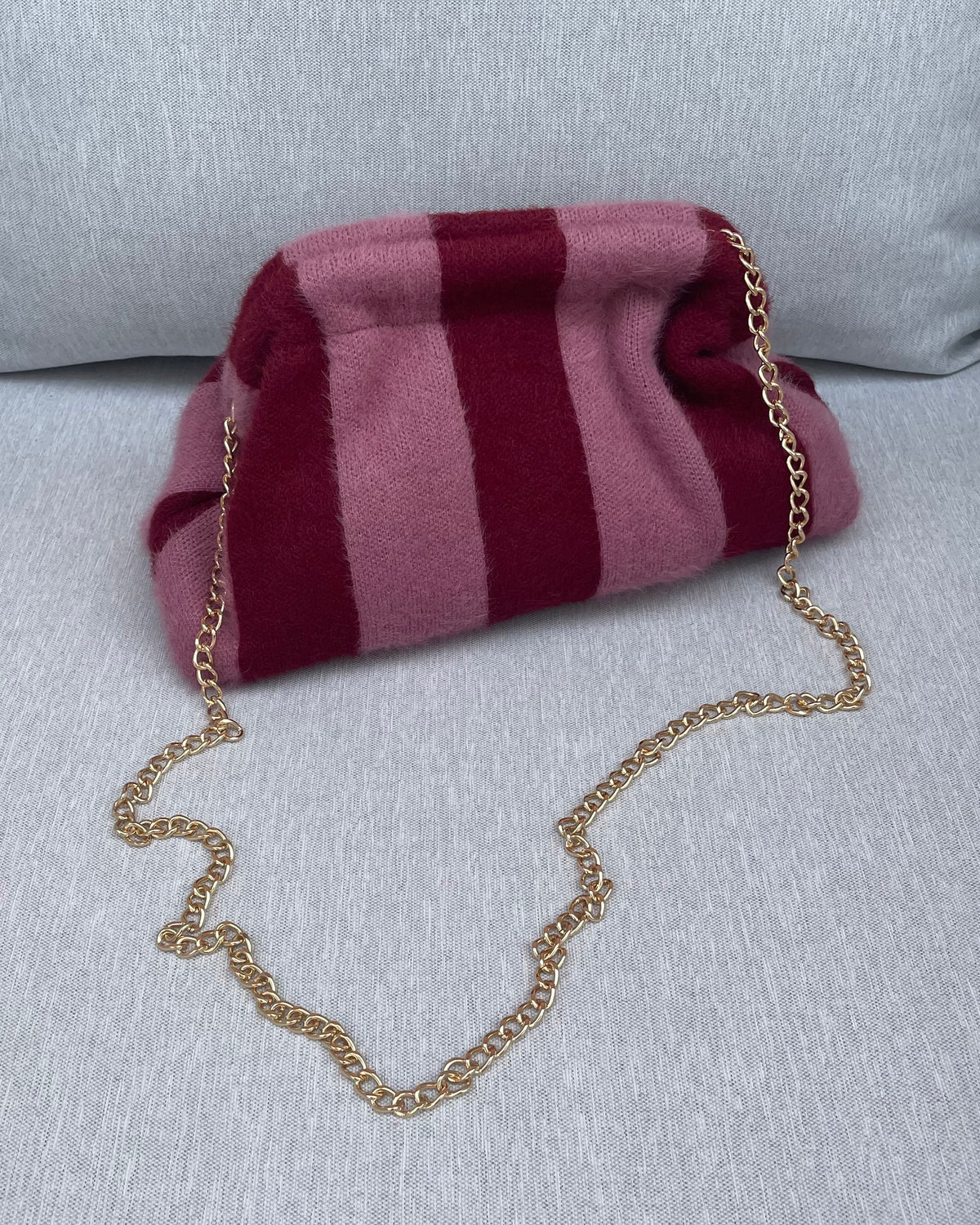 POCHETTE RIGHE ROSA MOHAIR