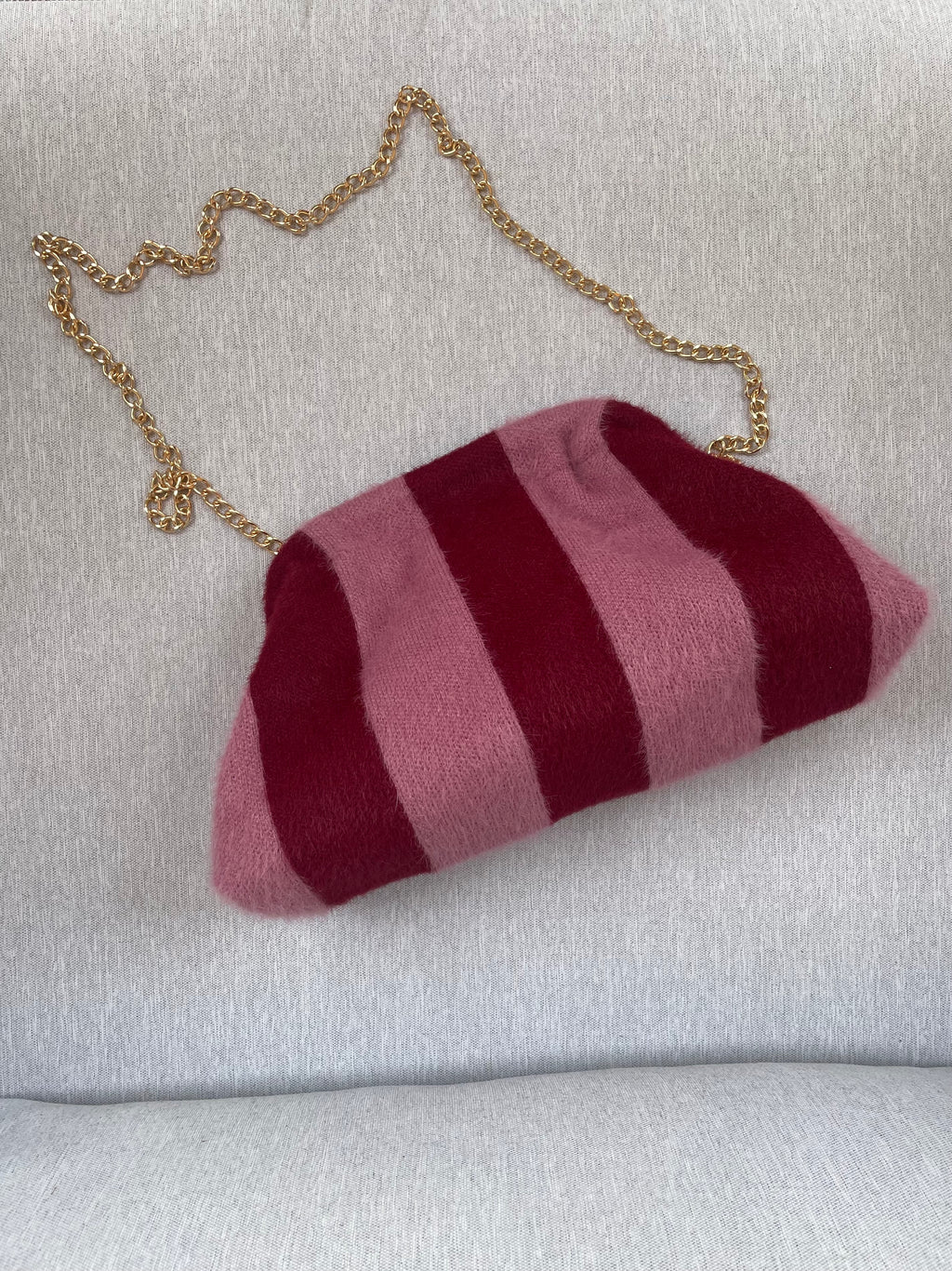 POCHETTE RIGHE ROSA MOHAIR