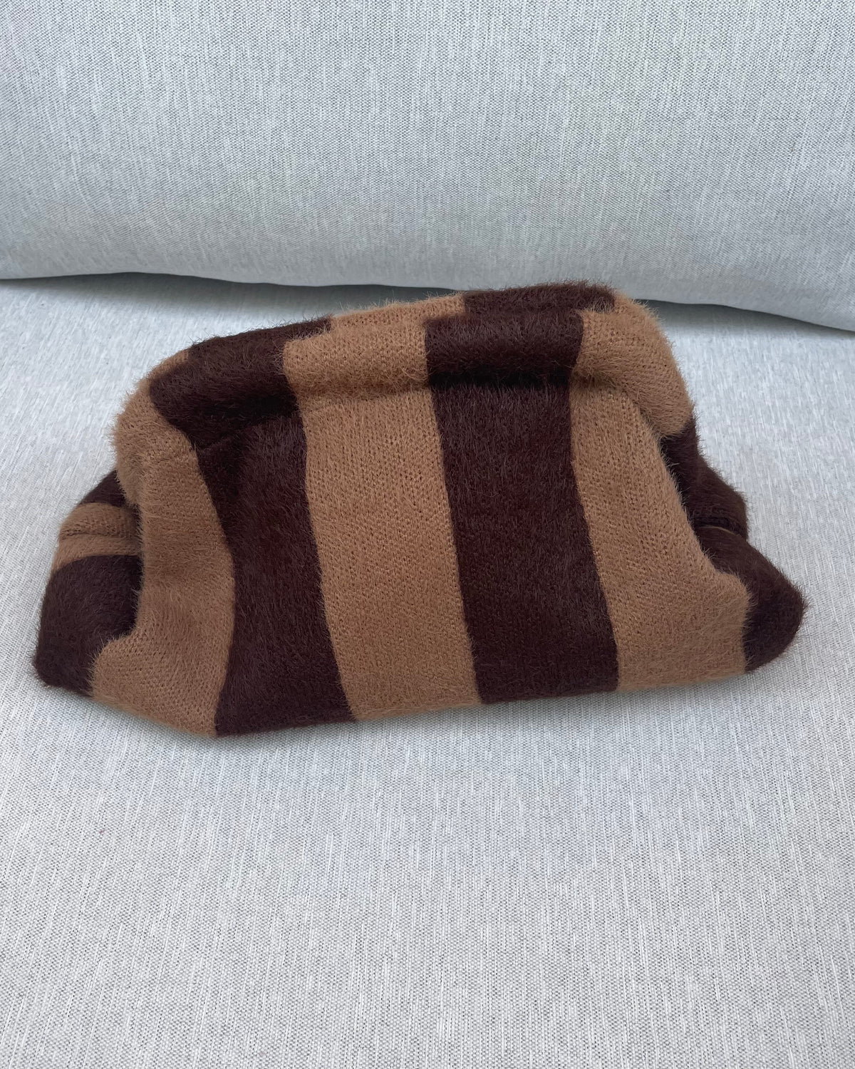 POCHETTE RIGHE MOKA MOHAIR