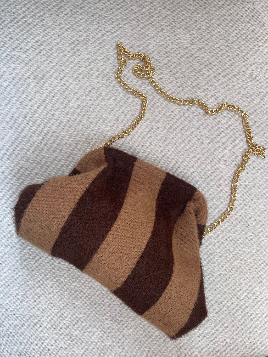 POCHETTE RIGHE MOKA MOHAIR