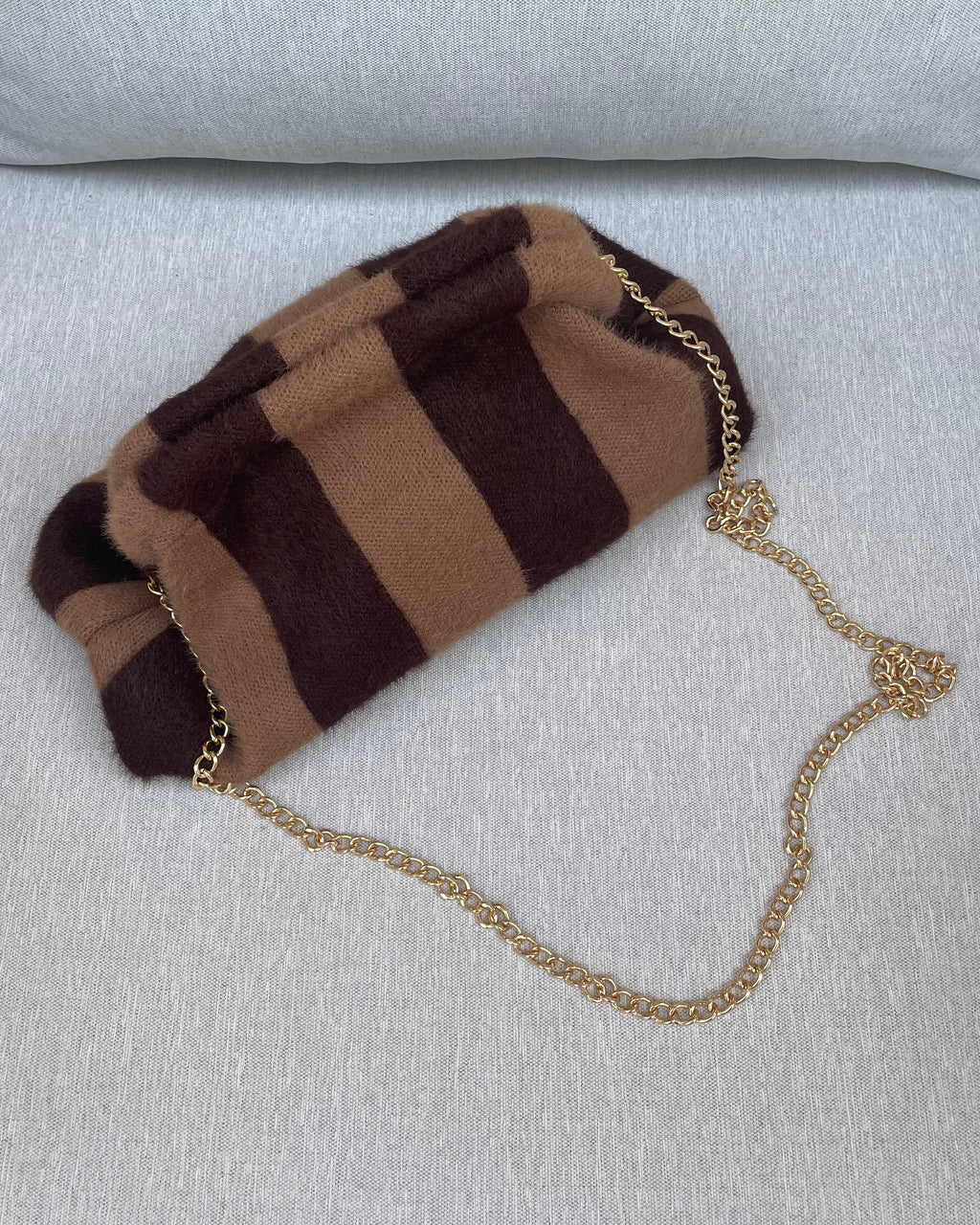 POCHETTE RIGHE MOKA MOHAIR