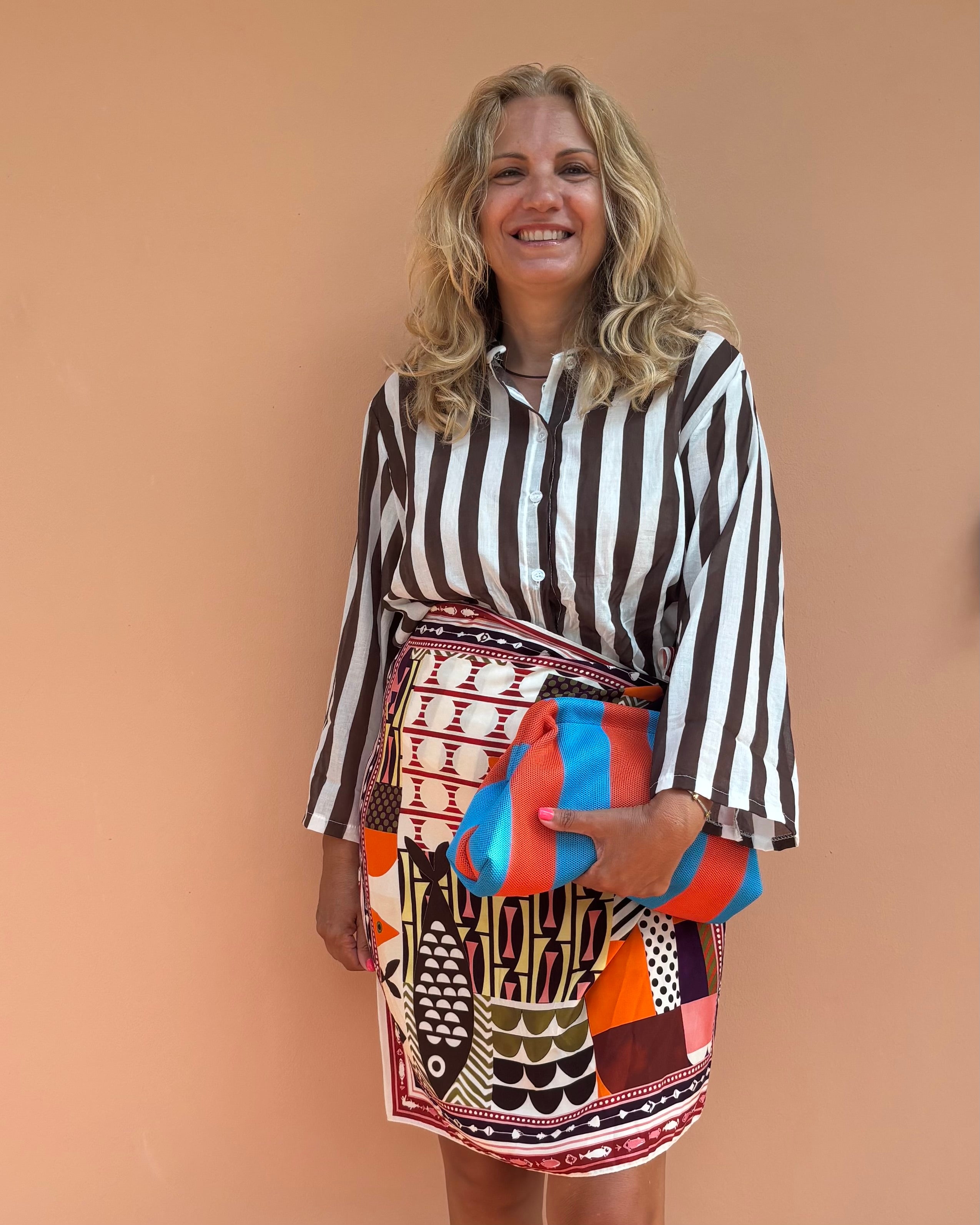 CAMICIA RIGHE BIANCA MARRONE