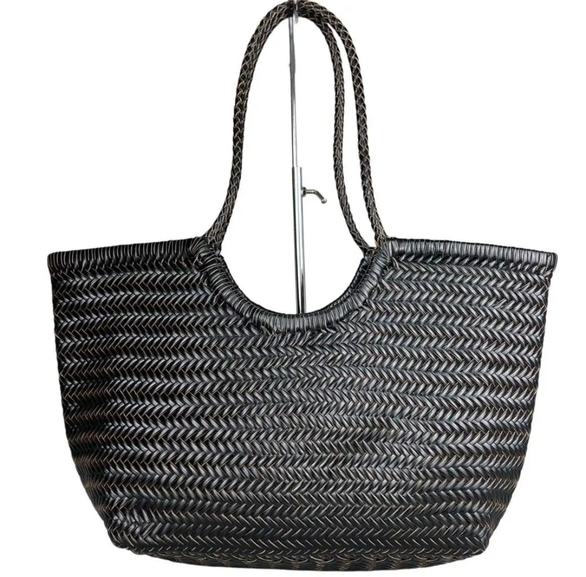 BORSA A SPALLA PENELOPE INTRECCIATA NERO