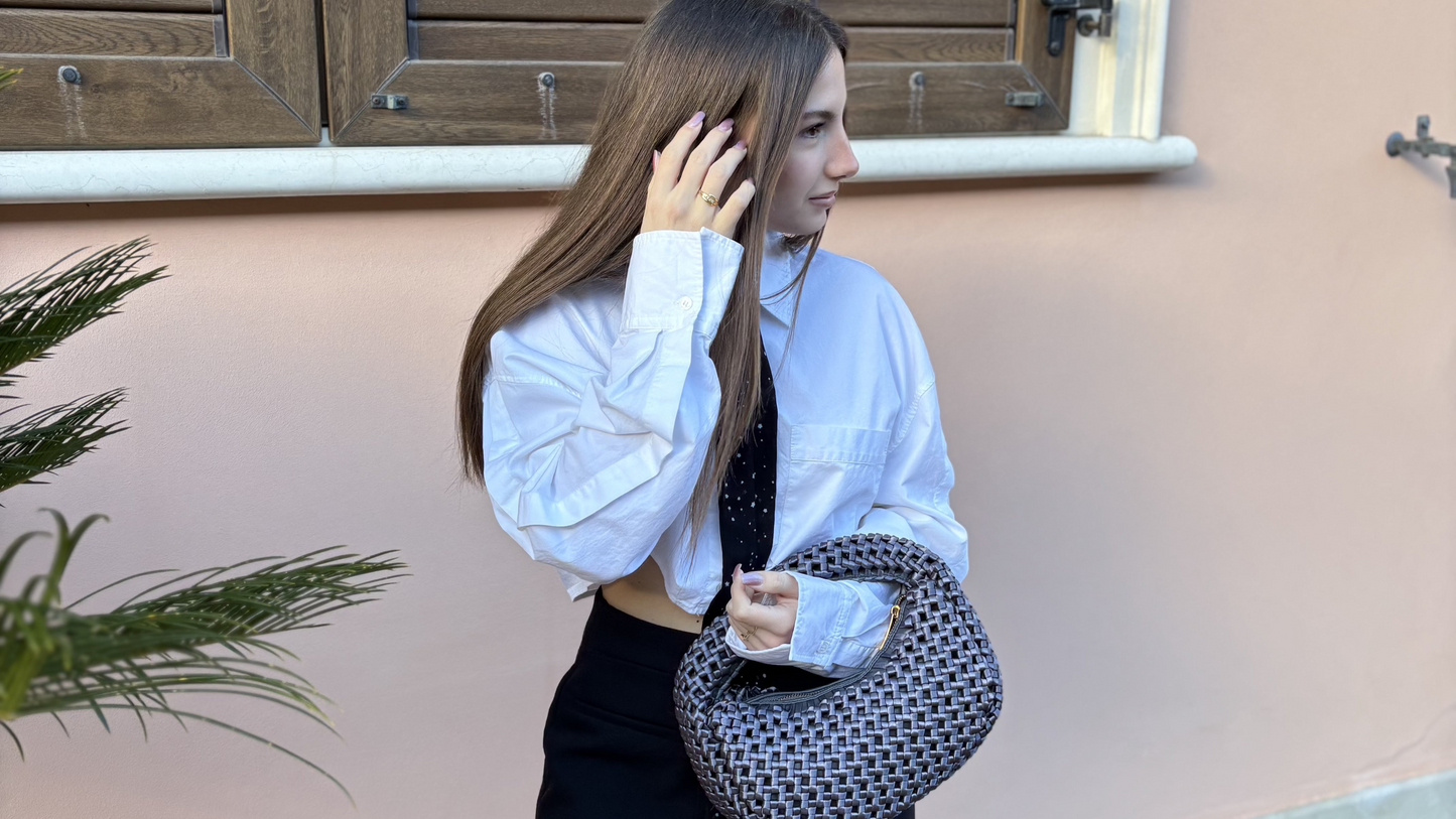 BORSA A MANO MARINA IN PELLE E MICRO FIBRA