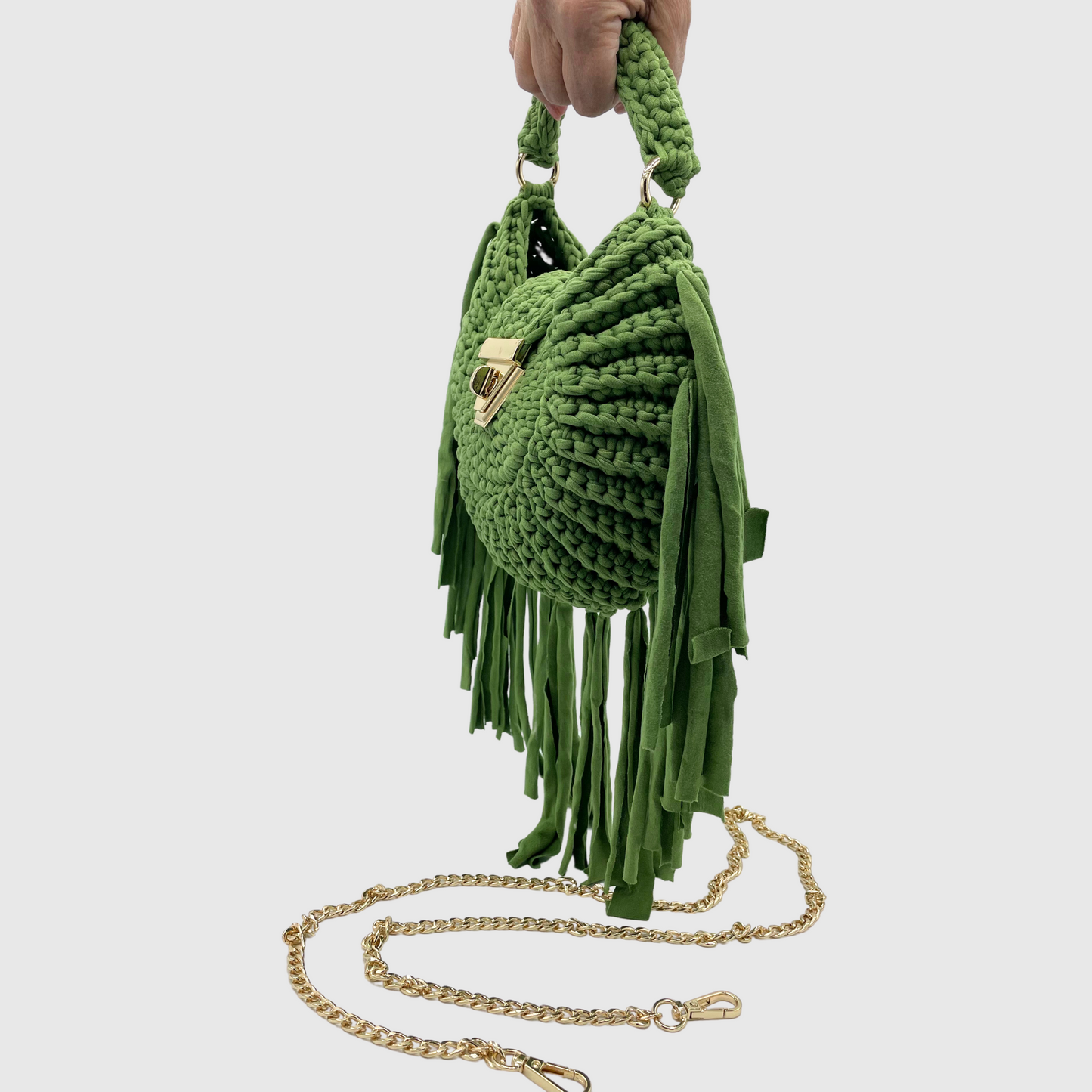 BORSA A MANO STELLA IN TESSUTO CON FRANGE E TRACOLLA