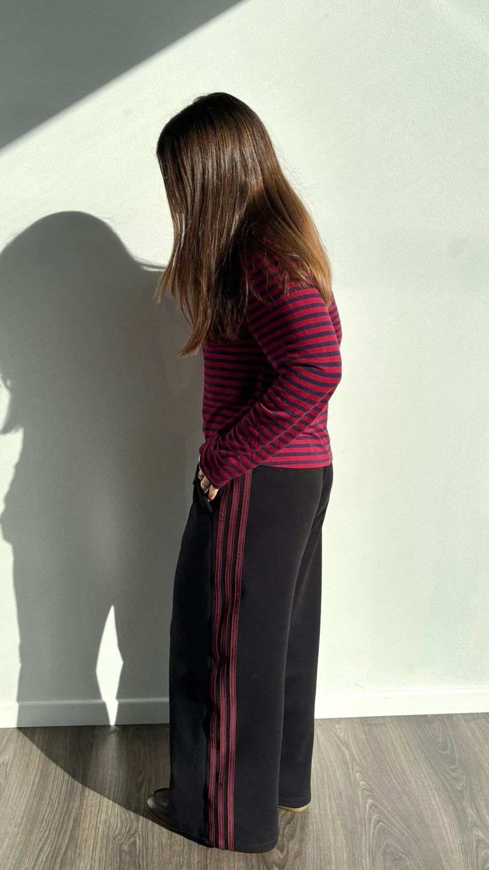 PANTALONE AURY TUTA NERO/BORDEAUX